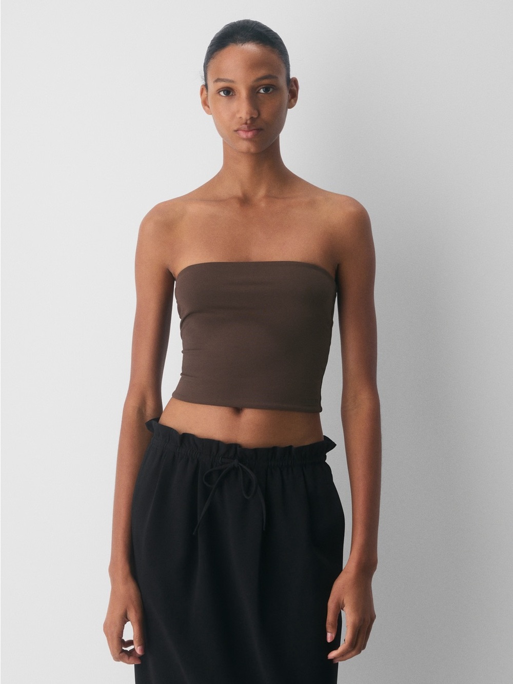 Aritzia Brown Strapless Crop Tube Top